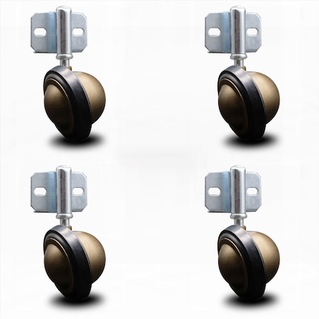 Service Caster 3 Inch Windsor Antique Soft Tread Ball Caster - Side Mount Bracket, 4PK SCC-GR01S30-DCR-WA-71678-4-CB180-4